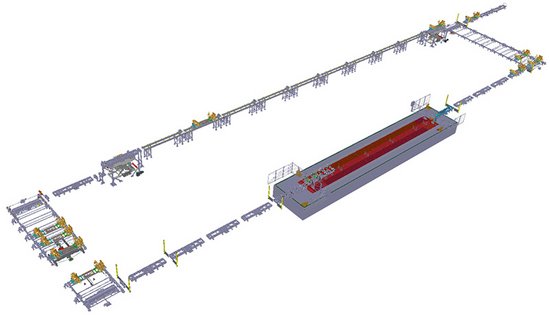 Production line in the assembly area, which includes 15 different EBZ components.